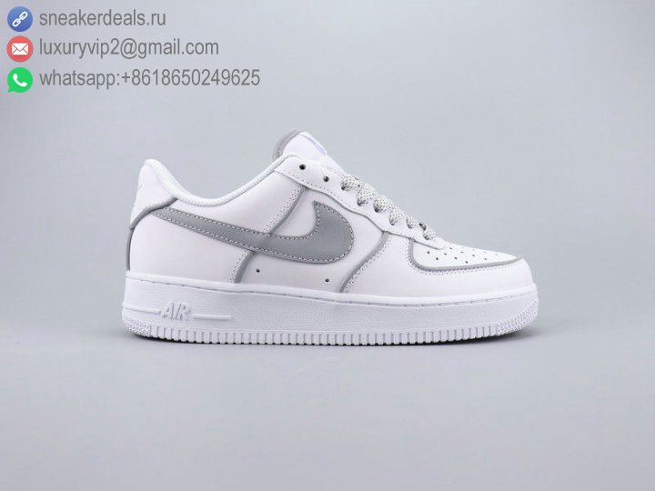 NIKE AIR FORCE 1 LOW '07 3M WHITE GREY UNISEX LEATHER SKATE SHOES